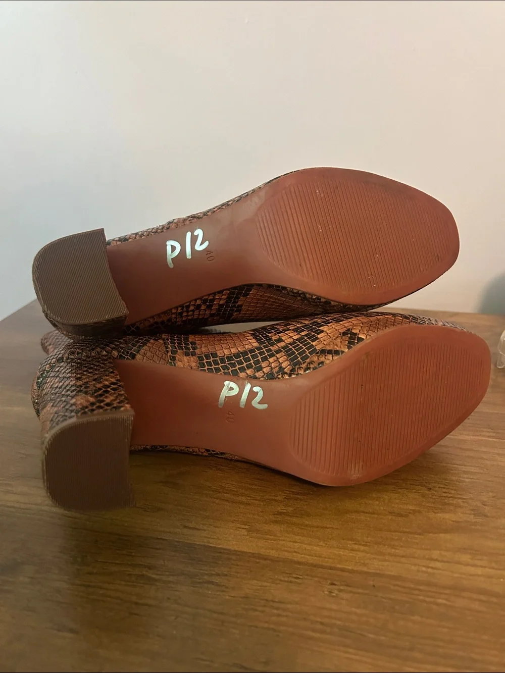 H&M Brown Snake-Print Ankle Boots with Gold Zip
